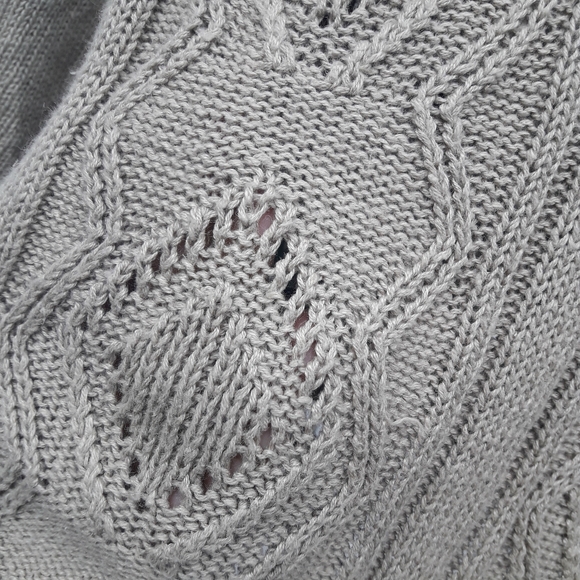 Crochet Lace Collar Sweater Cable Knit Short Sleeve Loose Fit Embroidery Vintage - Picture 9 of 10